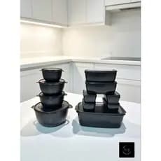 Kit 11 potes bowl e retangular, conjunto com 11 potes com tampa e tamanhos variados, 2.800, 1.000, 500, 3.500, 400ml