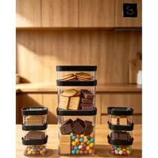 Pote hermético Helsim kit com 10, conjunto 10 potes com tampa, Jogo de potes herméticos com 10 unidades.