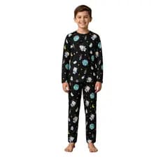 Kit 2 Pijama Infantil Masculino Suede Premium Estampado — Manga Comprida e Calça Longa Pijama/ Confortável
