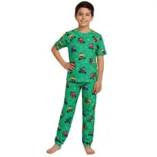Pijama Longo Masculino Infantil Calça comprida e Blusa Manga Curta Confortável