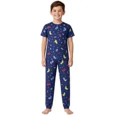 Pijama Infantil Masculino Suede Premium Estampado — Manga Curta e Calça Longa Pijama / Confortável