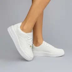 Tênis Vizzano Casual Branco Napa Feminino Plataforma Liso 1389.101 Original