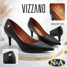 Sapato Scarpin Vizzano Social Casual Salto Médio Pelica Napa 1185.702