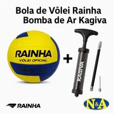 Bola de Vôlei Rainha PRO 2.0 + Bomba de Ar Kagiva Dupla Ação
