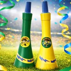 Kit 2 Corneta Copa Do Mundo Torcida Brasil Jogo Festa Barulhenta Seleção Buzina Carnaval Eventos