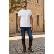 Bota Cavalgada Rodeio Cano Longo Couro Unissex Montaria