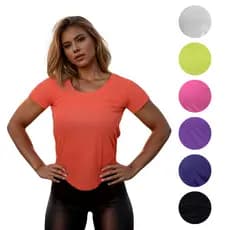Camiseta Feminina academia dry fitness com recorte lateral tecido tecnológico