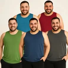 Regatas Masculina Plus Size kit Básica Dry Fit Esportiva Academia Treino Casual Confortavel Verão