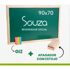 Lousa quadro escolar 90x70 Souza com porta giz apagador e giz