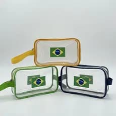 Nécessaire do Brasil Transparente Em Plástico Para Copa do Mundo Maquiagem Escola Academia Viagem Organizador