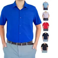 Camisa Manga Curta Social Masculina Não Amassa Com Bolso