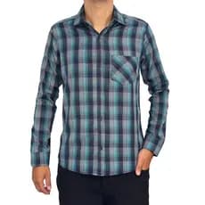Camisa Com Bolso Xadrez Masculina Manga Longa Slim