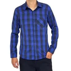 Camisa Social Xadrez Masculina Manga Longa Com Bolso