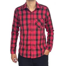 Camisa Masculina Xadrez Manga Longa Com Bolso