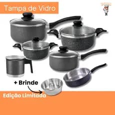 🧡 Kit de Panelas com Pintura Eletrostática 6 Peças + Bônus | Tampa de Vidro | Edição Limitada com Forma de Pudim