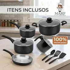 Panelas EM PROMOÇÃO Kit 5 Peças Tampa de Vidro Kit Cozinha Completa Frigideira Leiteira Panelas + kit com 3 espátulas