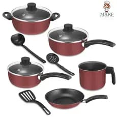 Kit de Panelas Antiaderente 8 Peças Preto MARF – cozinha completa, prática e elegante Ideal Para o Dia a Dia