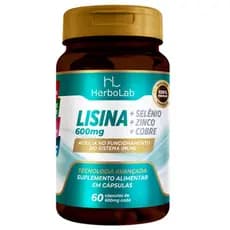 Lisina 600mg com Selênio, Zinco, Cobre e Vitamina C - 60 Cápsulas - Herbolab