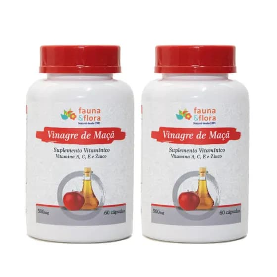 2 Vinagre de Maçã com Vitaminas A, C, E, Zinco - 60 Cápsulas - Fauna Flora