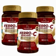 kit 3 Ferro Quelado + Vitamina C 500mg - 60 Cápsulas - Herbolab