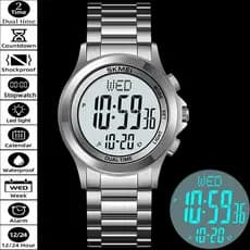 Skmei Relógios Esportivos Masculinos Dual Time Com Pulseira De Aço Inoxidável Cronógrafo Digital À Prova D'água Tempo 12/24 Horas