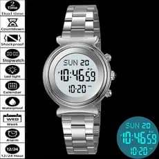 Skmei Pulseira Feminina Relógios De Luxo Aço Inoxidável LED Cronógrafo À Prova Dwaterproof Água Moda Data Semana Display