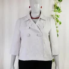 Blazer cropped vintage branco off. TAM 46 casaco, jaqueta  [MEDIDAS NA DESCRIÇÃO] [BRECHÓ]