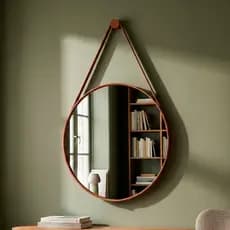 Espelho Decorativo Escritório Banheiro Sala Quarto Organico Redondo 30cm + Suporte de Fixação