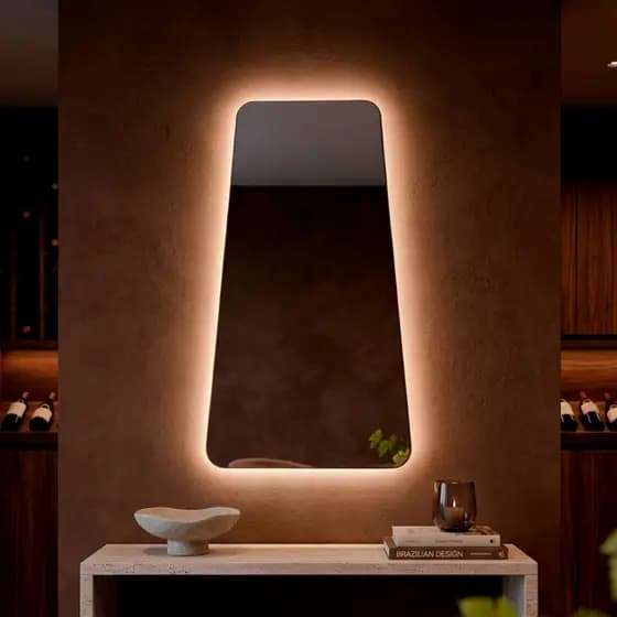 Espelho de Parede com Led Tetris 110x60cm Espelho Decorativo Sala Quarto Escritório Espelho Banheiro