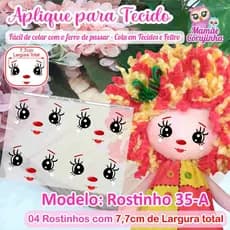 Rostinho 35 para Boneca Emília - Olhos Aplique para boneca de Tecido - Mamãe Corujinha