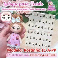 Rostinho 11-PP (3cm Largura) - Olhos Aplique Adesivo para boneca de Tecido - Mamãe Corujinha