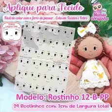 Rostinho 12-PP (para Boneca Pequena) - Olhos Aplique Adesivo para boneca de Tecido ou Feltro - Mamãe Corujinha