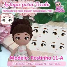 Rostinho 11 - Olhos Aplique Adesivo para boneca de Tecido ou Feltro - Cola com o Ferro de Passar - Mamãe Corujinha