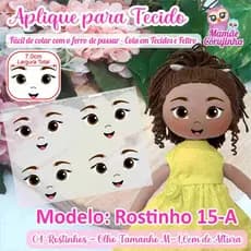 Rostinho 15 - Olhos Aplique Adesivo para boneca de Tecido ou Feltro - Mamãe Corujinha