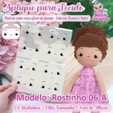Rostinho 06 - Olhos Aplique Adesivo para boneca de Tecido ou Feltro - Cola com o Ferro de Passar - Mamãe Corujinha