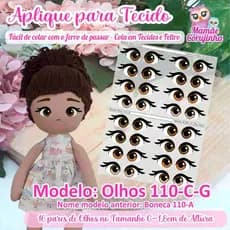 Olhos 110 - Aplique Adesivo para boneca de Tecido ou Feltro - Cola com o Ferro de Passar - Mamãe Corujinha