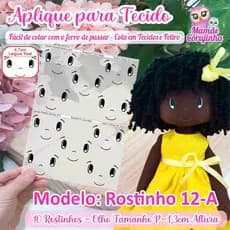 Rostinho 12 - Olhos Aplique Adesivo para boneca de Tecido ou Feltro - Cola com o Ferro de Passar - Mamãe Corujinha