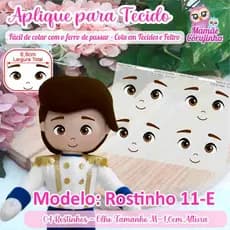 Rostinho 11 (menino) - Olhos Aplique para boneco de Tecido ou Feltro - Cola com o Ferro de Passar - Mamãe Corujinha