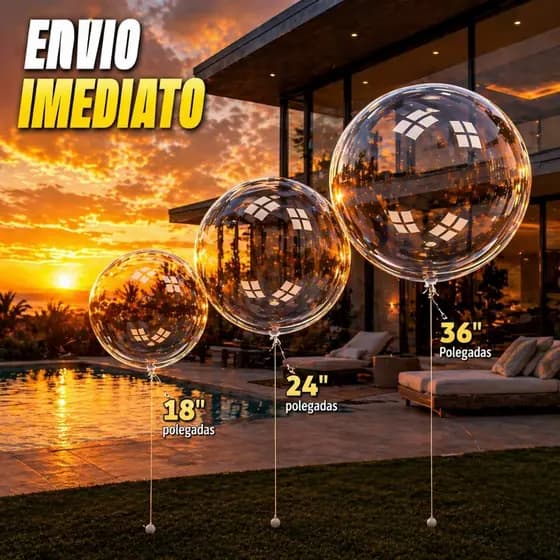 Kit 5/10/20/30/40/50 Unidades Balão Bubble 18/24/36 Polegadas 60 Cm Cristal Transparente Festas Decoração