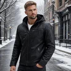 Jaqueta De Couro Masculina Slim Resistente Corta de Venta Inverno Frio Impermeável