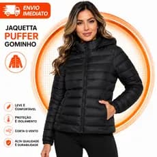 Jaqueta Puffer Feminino Casaco de Frio Impermeável Bobojaco Com Touca Removivel