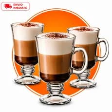 Jogo 3/6 Peças Canecas Capuccino Nespresso Em Vidro Irish Coffee 230ml Chocolate Café Nespres