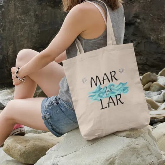 Bolsa Feminina Ecobag Praia em Algodão Cru Estampas para Verão