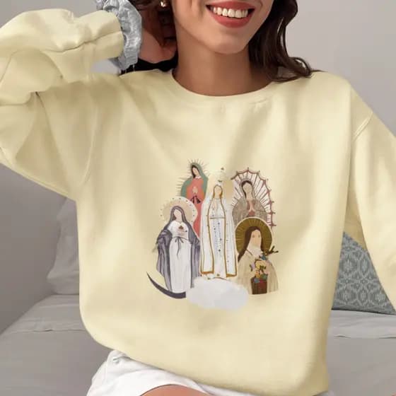 Blusa Moletom Feminino Suéter Imagem Católica Mulheres Delicado