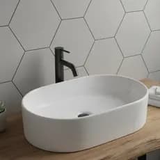 Cuba Pia Apoio Banheiro Sobrepor Modelo Oval 40 Cm Moderno