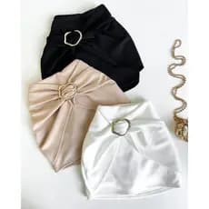 Short Saia Feminino Com Fivela Orgânica Neoprene Tendencia Short saia com Pinsa Dourada na frente Short saia franja