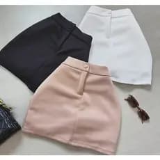 Short Saia Neoprene Feminino com botão