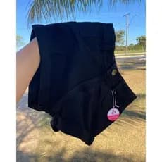 Short Jeans Feminino Preto Básico - Modelo Liso com Bainha Dobrada