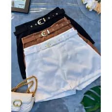 short feminino alfaiataria com cinto escapado grosso