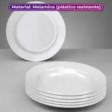 Jogo 6 Pratos Fundos 25cm Brancos de Melamina Redondos Duráveis para Restaurante Bestfer